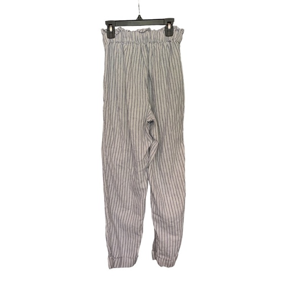 American Eagle Linen Beach Pants Size XS Blue and White Striped Paperbag Waist - Picture 3 of 11